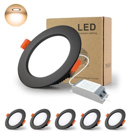 BAGZY LED Recessed Spotlights 230 V Black Spotlights Flat 5 W 230 V IP44 500 Lumen Set of 5 Warm White 3000 K Cut-Out 70-80 mm CRI 80 Recessed Ceiling Spotlight for Bedroom Bathroom Living Room