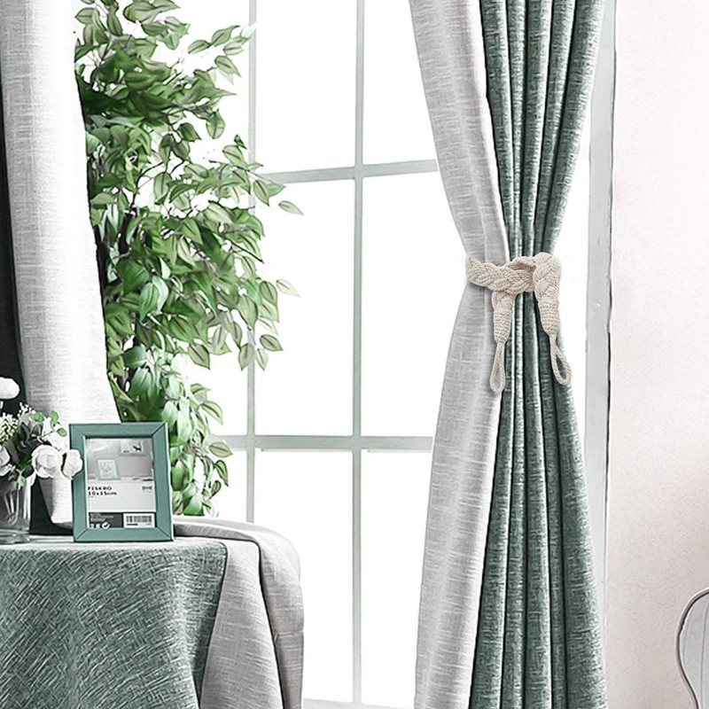 Set of 2 Lewondr Curtain Tiebacks Braid Rope Tiebacks Easy