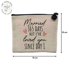 Canvas Bag - Married 365 Days But Loved You Since Day 1 Wedding Anniversary Celebration Gift Idea Couple Wedding - Linen Look Cosmetic Bag - Purse - 15 x 10 cm, 365 Days 2, 15 x 10, 365 days 2,