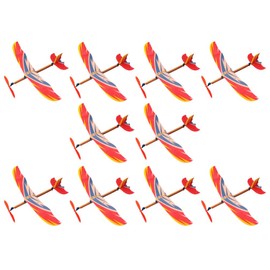 Alipis Rubber Band Powered Airplane Model 10Pcs Jetstream Balsa Wood Glider Plane Toys for Kids Boys Girls Indoor Outdoor Sports Garden Yard Playing (Random color)