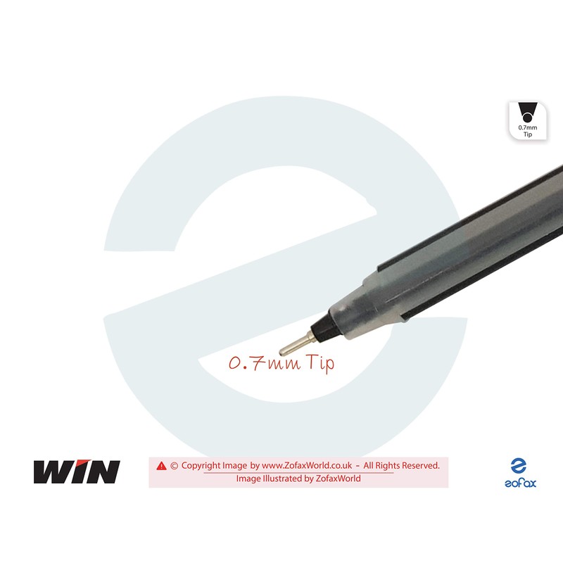 WIN 10 x 0.7mm Ball Pen Triam BLACK Smooth Ballpoint