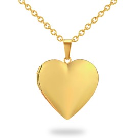 PHOCKSIN Gold Heart Lockets Necklace for Girlfriend Locket Necklaces that Holds 2 Pictures Memorial Lockets for Women