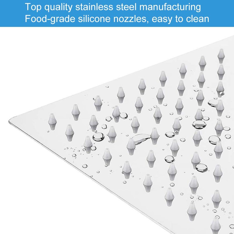 NearMoon Rain Shower Head, High Flow Stainless Steel Square Rainfall