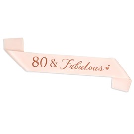 CHEERYMAGIC 80th Birthday Sash, Rose Gold Birthday Satin Sash for 80 Birthday Decorations Women Birthday Gift Party Accessories A3AXFAB (80 fabulous)