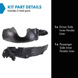 TRQ Inner Fender Liner Set Compatible with 1997-2001 Honda CR-V HO1248105 HO1249105