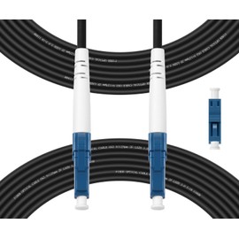 Fibergaga-20M(66ft) OS2 LC to LC Fiber Optic Cable Outdoor Armored Single Mode,Simplex,9/125µm 3.0mm Diameter Fiber Patch Cable,Jumper Cords LSZH,OS1/OS2 Compatible,Black