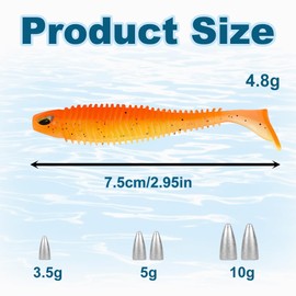 Fishing Soft Lures Set 7.5cm Crappie Lures Plastic 4.8g Perch Jig Lures with Heads Hooks Fishing Baits for Sea Bass Freshwater Saltwater Pike Trout Perch