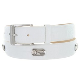 Grove Classic - Men's Italian Calfskin Designer Dress Belt with Golf Conchos (36 Alligator White)