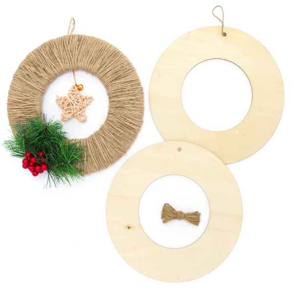 Baker Ross FE907 Large Wooden Wreaths - Pack of 6,