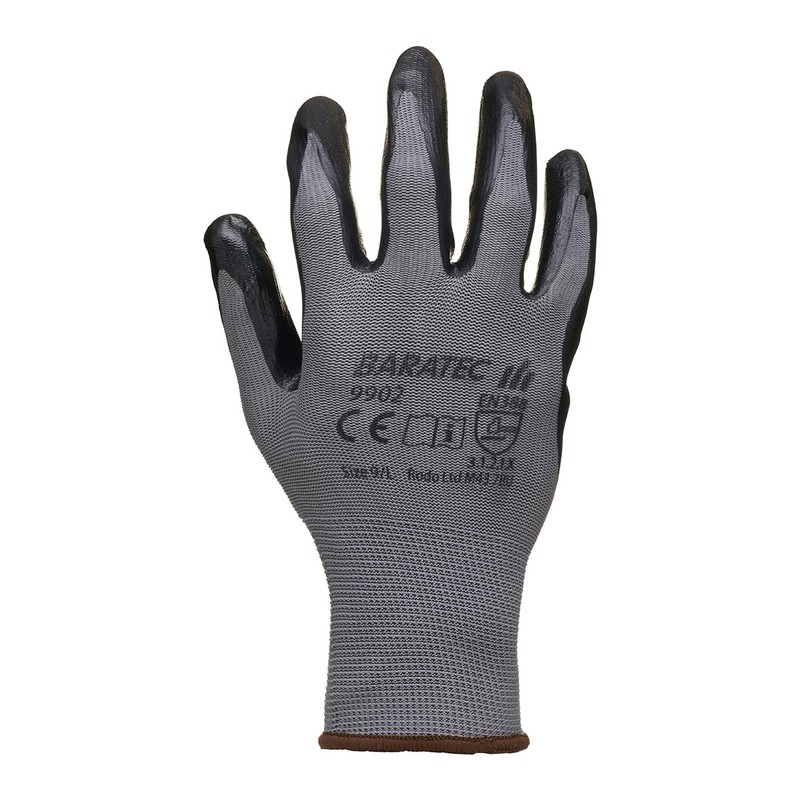Baratec 12 x Super Grip Flat Nitrile Safety Work Gloves,