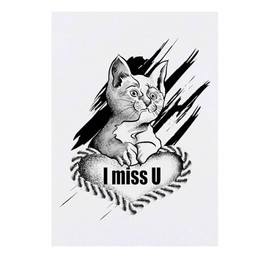 'A Cat’s Lonely Heart' Temporary Tattoo - Water Resistant, Skin-Safe, Non-Toxic Transfer (TO00083567)