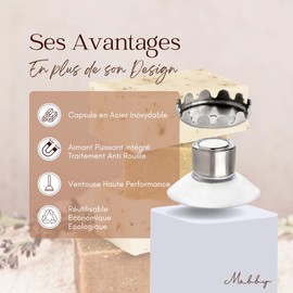 Soap dish with suction cup with powerful magnet* 250 g * Elegant design * High performance magnetic soap dish * Easy assembly without screws or glue * Wall-mounted soap dish *