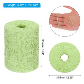 PATIKIL Natural Cotton Raffia Yarn 328 Yard, Crochet Raffia Paper Ribbon for DIY Sun Hat Beach Bag Crochet Yarn Wrapping Knitting, Light Green