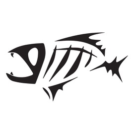 NBFU Fish Skeleton (Black) (Set Of 2) Premium Waterproof Vinyl Decal Stickers For Laptop Phone Accessory Helmet Car Window Bumper Mug Tuber Cup Door Wall Decoration