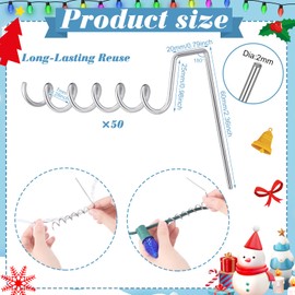 MorningRo 50 Pack Christmas Light Hangers for Gutters with Gutter Guard Corkscrew Shaped Hooks Metal Gutter Hooks for Outdoor Lights Outdoor String Light Hangers for Xmas Outside Lights