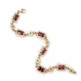 Museum Reproductions, Inc. USA Elizabethan Cubic Zirconia in Garnet Color Bracelet 8"- Museum Store Collection