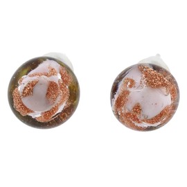Glass Of Venice Murano Glass Ball Stud Earrings - Sparkling Pink