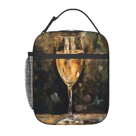 SIUKUS Insulated Lunch Box for Kids Boys Girls, Reusable Lunch Bag for School, Office, Work, Picnic, Travel, Champagne Wine Glass Lunch Box