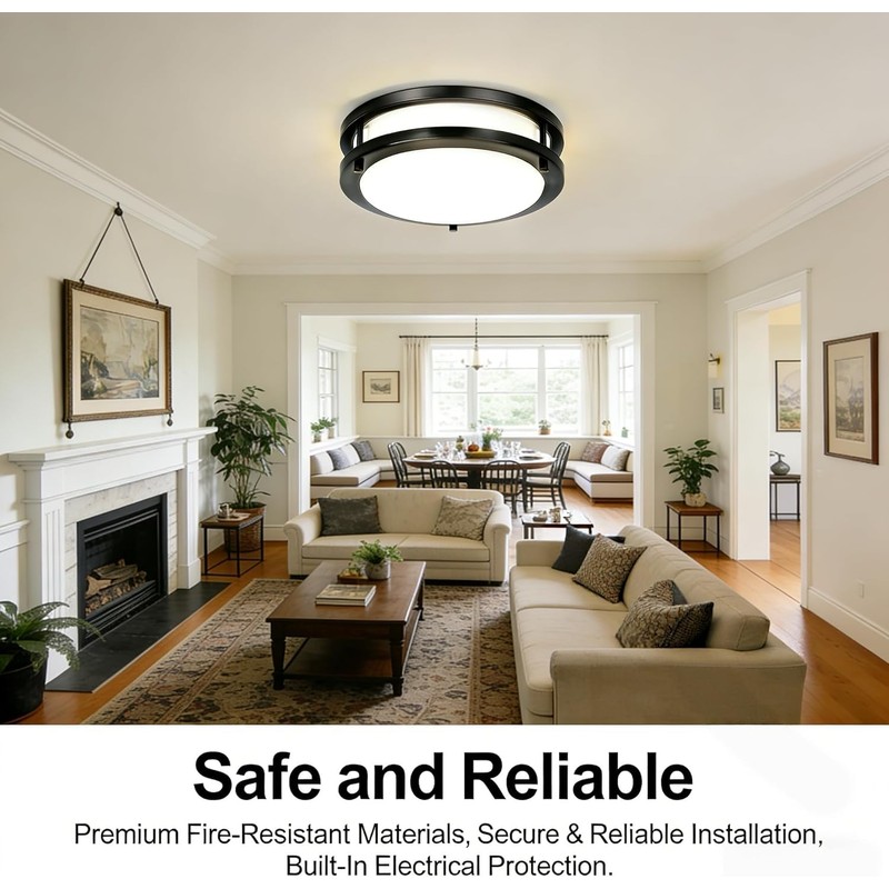 Drosbey 48W Dimmable LED Ceiling Light Fixture, 13.2in Flush Mount