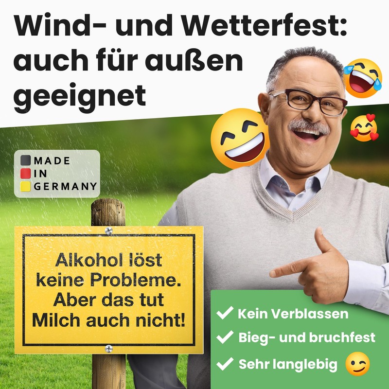 DankeDir! Alcohol Problems Plastic Sign with Saying - Funny Gift