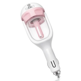 Joyday Car Humidifier, Car Essential Oil Diffuser, Portable Car Air Freshener, Personal Car Purifier Humidifier, Mini Cool Mist Humidifier with 12V Charging Port Pink