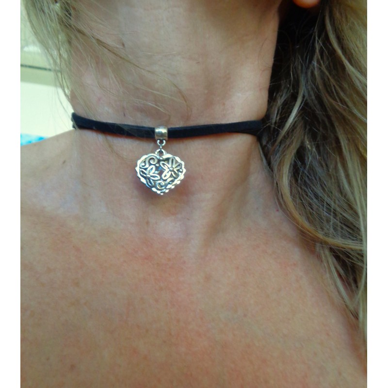 ◦•●◉✿ SCHWARZES OKTOBERFEST BAYERN DOPPEL HERZ HALSBAND ✿◉●•◦ veganes Leder,