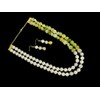 Pearl Necklace Set With Earring Double Layered Pearl Glass Tumble