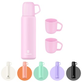 Thermal Flask with Cup 648ml/22oz Flask for Hot Drink, Vacuum Insulated Flask, Thermal Cold Water Bottle Thermo Coffee Flasks(Pink,Set)