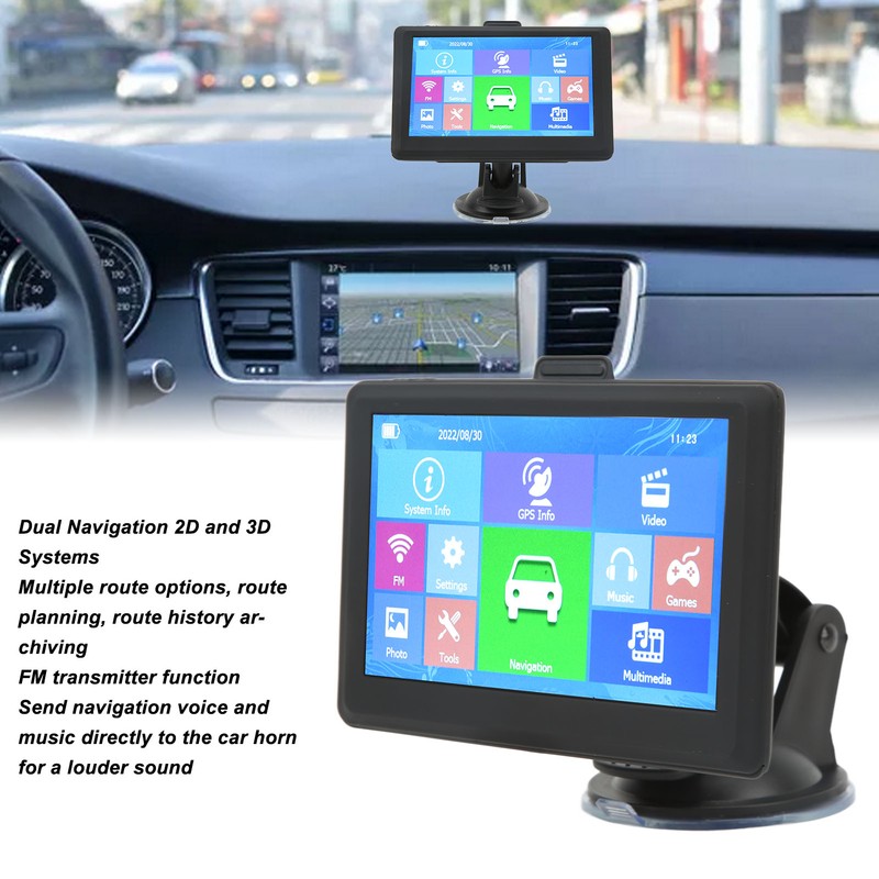 5in GPS Navigator Capacitive Screen Voice Broadcast FM Transmitter Universal
