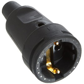 Kopp Kopp Schutzkontakt-Gummikupplung mit Knickschutztlle, IP20 Schutzklasse, 250 V (16A), Schutzkontakt Kupplung aus Vollgummi, bruchfest und formbest?ndig, schwarz, 180916009