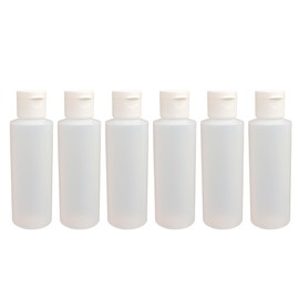 Poly Farm Bottle, Cylinder, 4 oz, with 38mm Flip Top Cap and Seal, LDPE (6 pack), Semi Clear