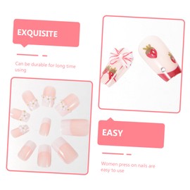 Healeved 1set Nails Flower Design Sweet French Style Fake Nails for Girls Easy Manicure Art Supplies for Home and Salon Use for Parties and Special Occasions
