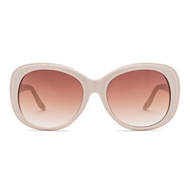 Rae Dunn - RENEE Premium Sunglasses with SUN KISSED. Signature Artwork (Glossy Beige Frame w/Brown Clear Gradient Lens)