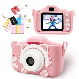 Funsure Kids Camera Toys for 3-12 Year Old Boys or Girls, HD Digital Video Cameras for Toddler, Portable Toy Birthday Festival, Selfie Camera for Kids, 32GB TF Card Included