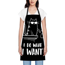Smooffly I Do What I Want Apron Unisex Adjustable Bib Apron, Cooking Kitchen Chef Apron, Women Men Apron for Home Kitchen, Restaurant, Coffee house