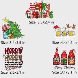AMONEYLS 10PCS Christmas Iron On Transfer PatchesChristmas Tree Santa Iron On Decals Design Washable Heat Transfers Sticker for Clothing