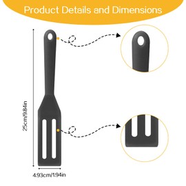 2 Pack Thin Egg Spatula Flipper Black Small Omelette Spatula Turner Silicone Heat Resistant Non Stick Cooking Spatula Long Crepe Pancake Spatula for Cooking Omelet Pancake Burgers Pizza Steak Crepes