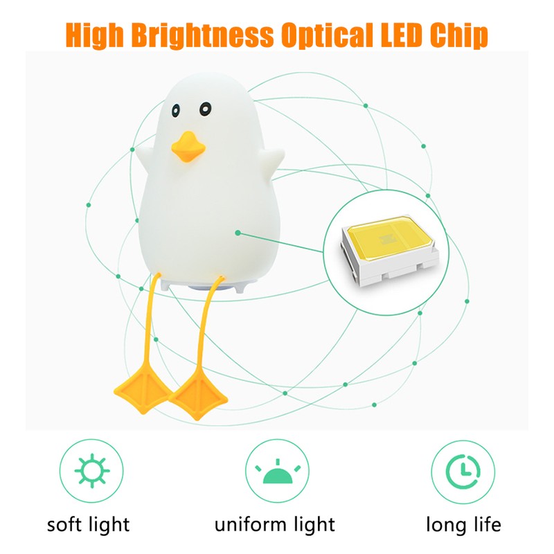 Duckling Night Light Sleep LED Light Night Lamp Soft Silicone