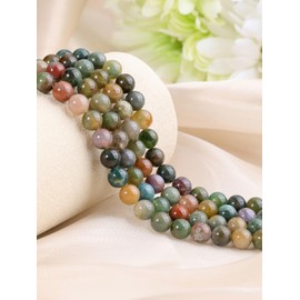 CrystalTears 8mm Crystal Beads for Jewellery Making 96pcs Indian Agate Round Healing Stone Beads Loose Gemstone Beads for Bracelet Making Crafting DIY Necklace Earrings Gifts for Women Girls