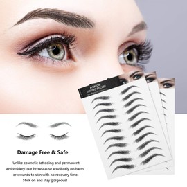 Black Eyebrow Tattoo 66 Pairs (High Arched Eyebrows), Hair-Like Popular Fake Eyebrows Waterproof Lasting 4D Realistic Makeup Tattoo Arch Style, Eyebrow Transfer Stickers for Women Girls