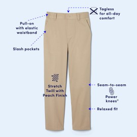 French Toast Boys' Big Pull-On Relaxed Fit School Uniform Pant (Standard & Husky), Heather Gray, 14