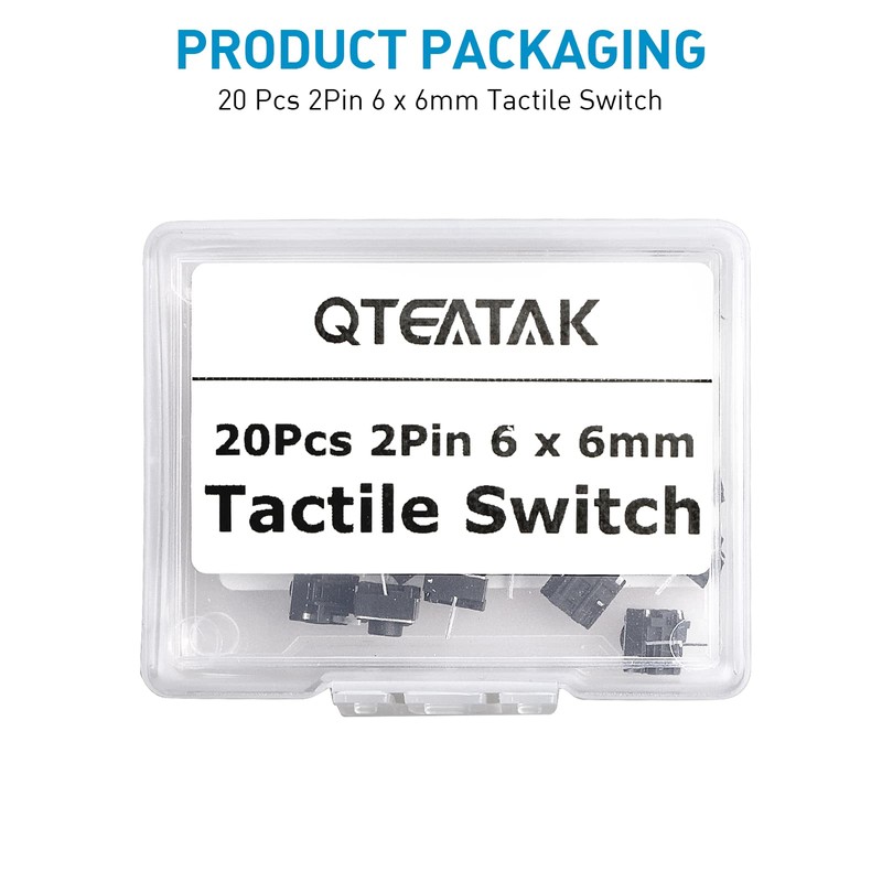 QTEATAK 20 Pcs 6mm 2 Pin Momentary Tactile Tact Push