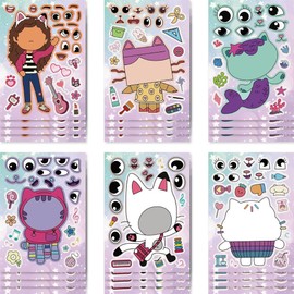 15 Sheets Make-a-face Sticker, Sheets Make Your Own Animal Mix and Match Sticker, Filler Favors Stickers for Birthday Party Supplies Gifts - 15x21cm/5.9x8.3 inch
