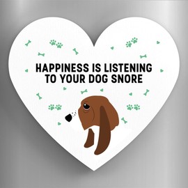 Global Designs Bassett Hound Happiness Is Your Dog Snoring Katie Pearson Artworks Heart Shaped Wooden Magnet