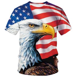 Lurhonp USA Flag Tshirt Funny American Eagle Graphic Fashion T-Shirts for Mens Womens,Color1,M