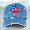 Puerto Rico Distressed Dad Hats Metal Buckle:_Black/Red Logo