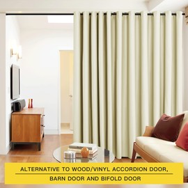 NICETOWN Closet Door Heavy Curtain, Room Dividers Shade Screens Partitions, Extra Large Grommet Top Space Partition Blackout Curtain, Screen Dividers for Rooms (1 Pack, 20ft Wide x 9ft Long, Beige)