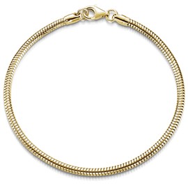 MATERIA by Matthias Wagner Women's Bracelet 925 Silver Gold-Plated Snake Chain 3 mm Wide, Sterling Silver