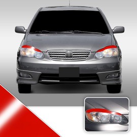Headlight Eyelid Eyebrow Overlay Accent Pre Cut Vinyl Decal Wrap Compatible with Toyota Corolla 2003 2004 2005 2006 2007 2008 - Gloss Red