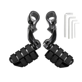 Short Angled Highway Pegs Footpegs Foot Rest Fit for Touring Street Glide Road Glide Road King Electra Glide with 1.25 inch Engine Guard 1 1/4 Highway Bar Black